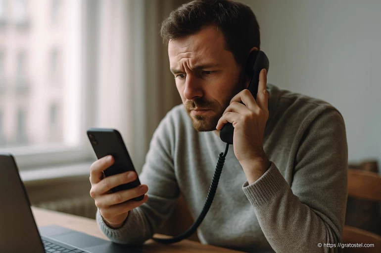 Homme préoccupé au téléphone et smartphone