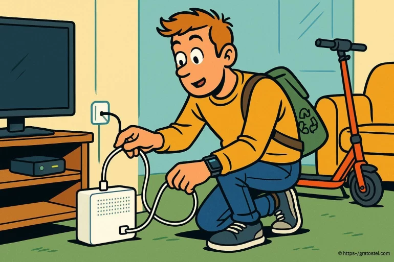 Jeune homme connecte un routeur wifi