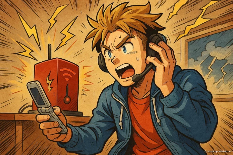 Jeune homme stressé avec casque et téléphone