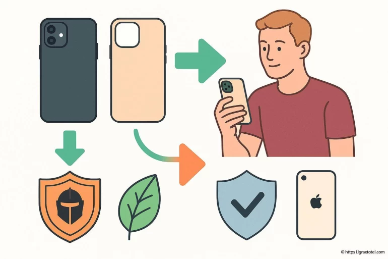Illustration échange coque téléphone écologique