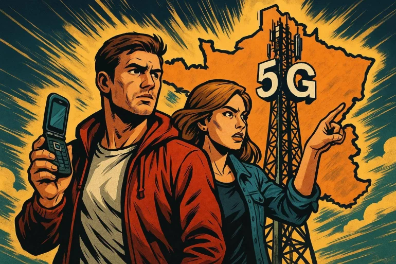 Illustration vintage sur la 5G en France