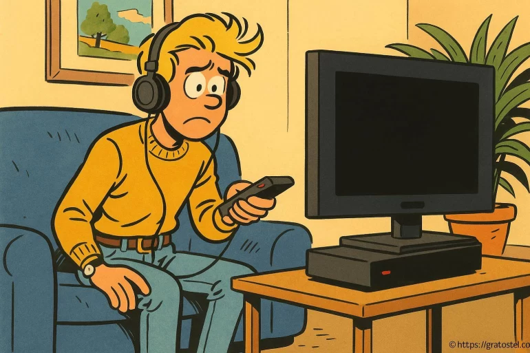Jeune homme déçu devant télévision éteinte