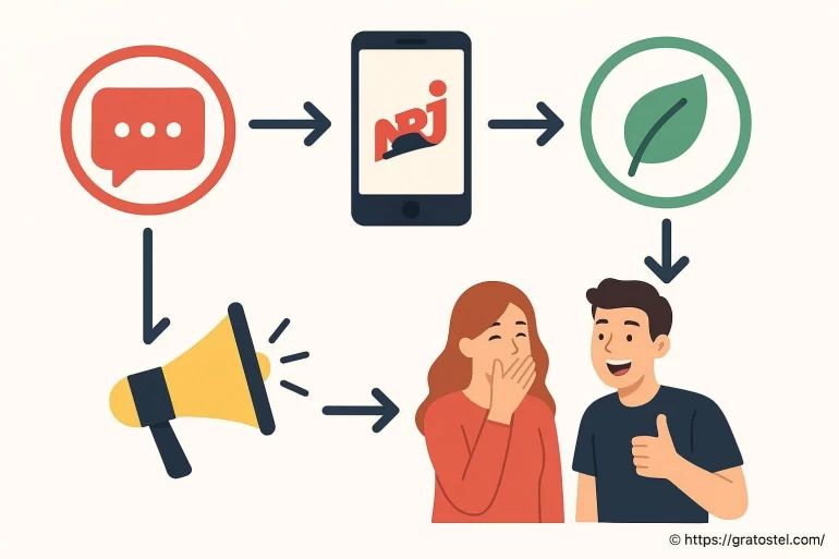 Schéma communication radio NRJ et interaction sociale