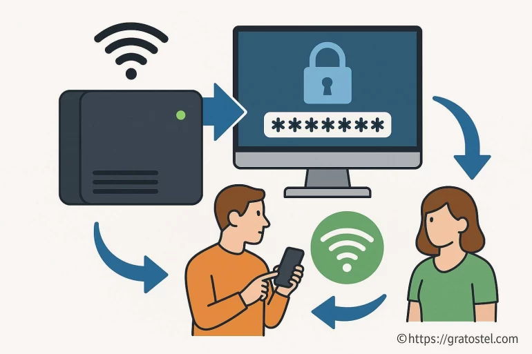 Illustration du partage sécurisé du mot de passe wifi