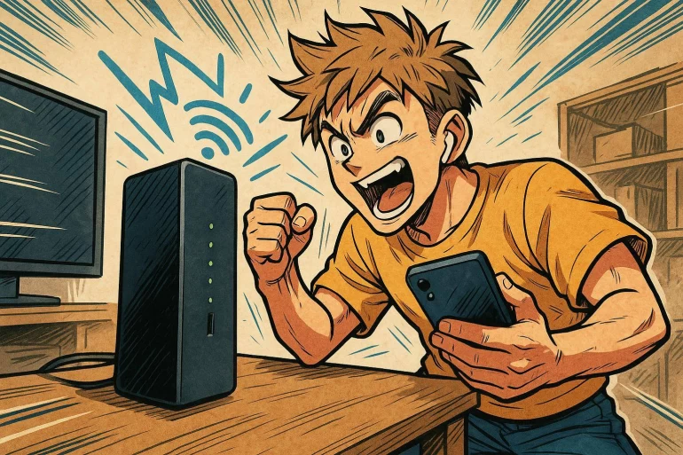 Jeune homme heureux connexion internet