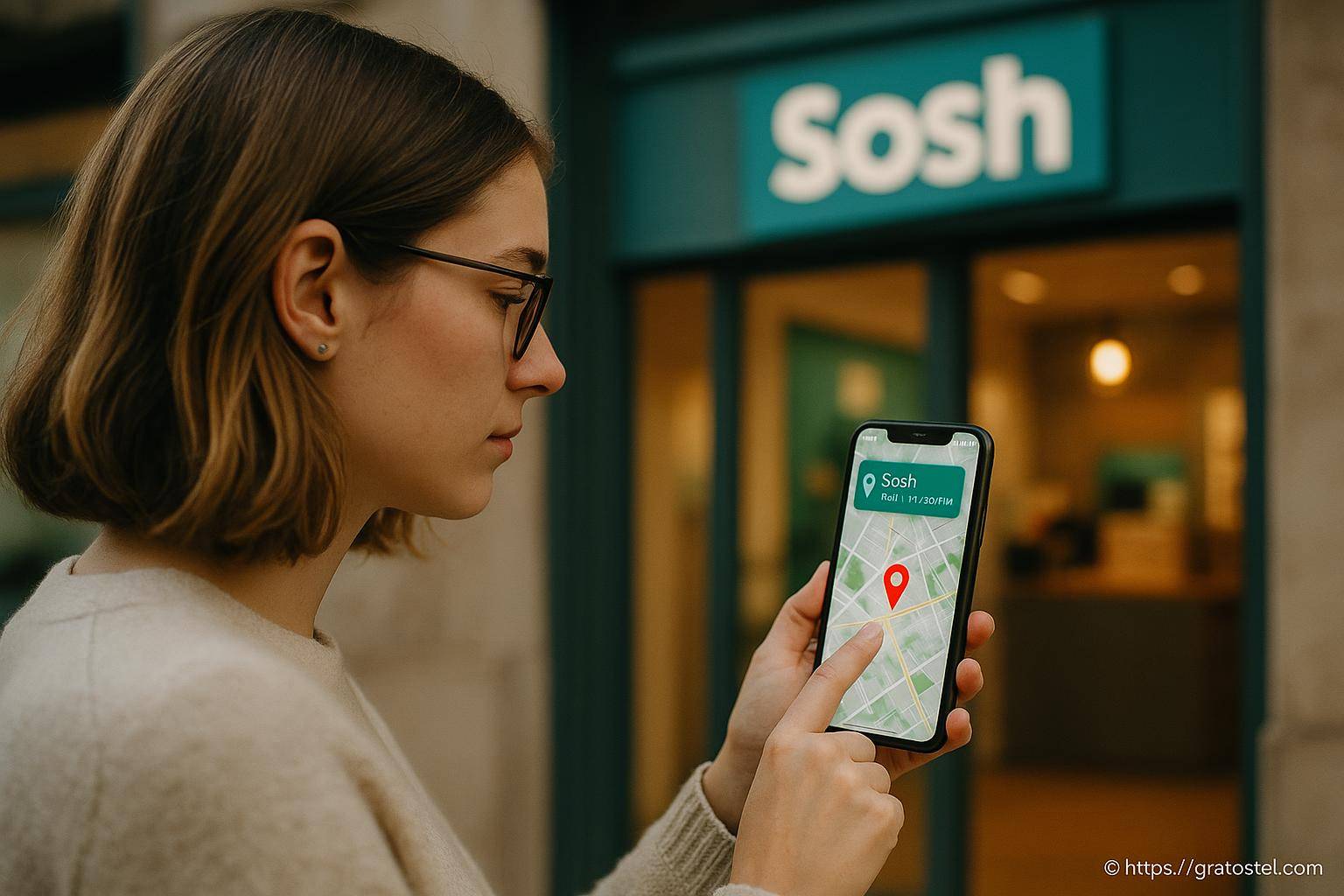 femme utilisant application carte sur smartphone
