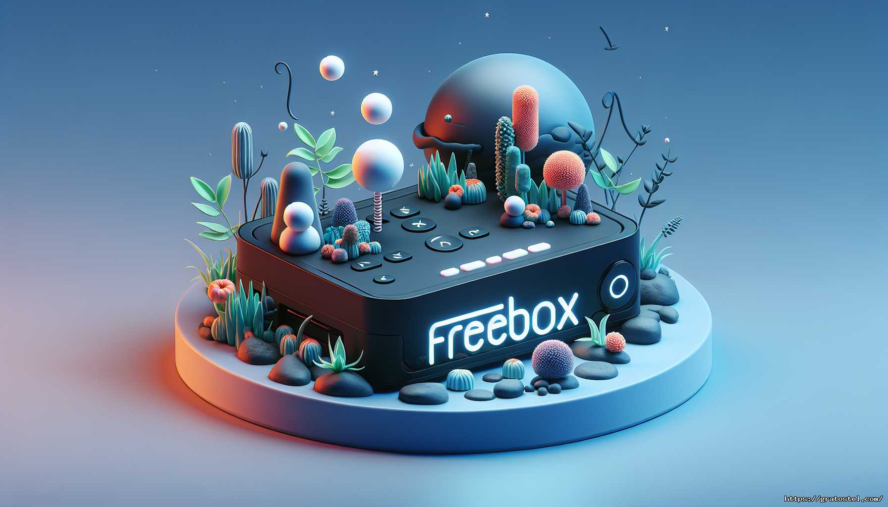 Freebox avec décorations végétales stylisées