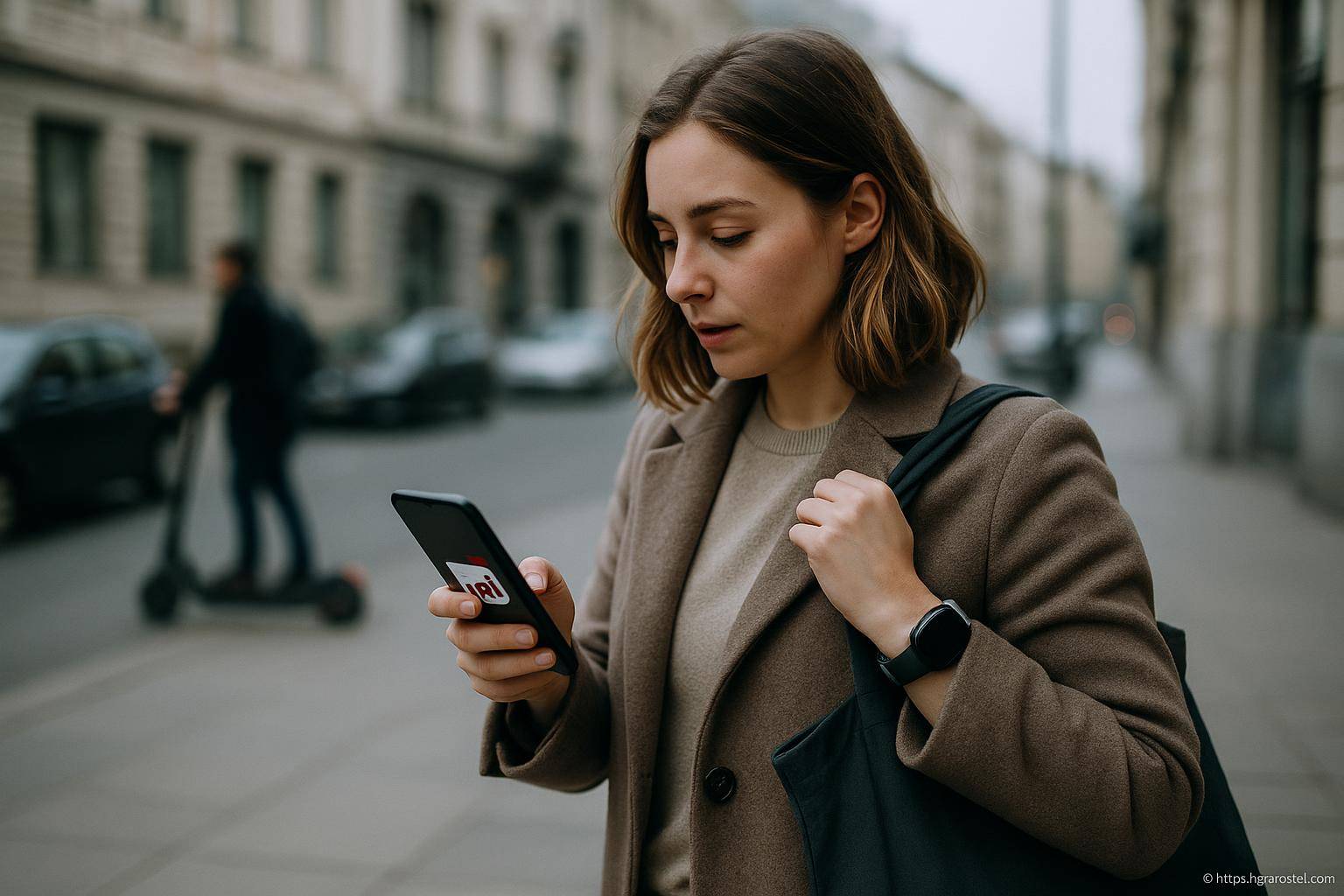 femme utilisant smartphone en ville