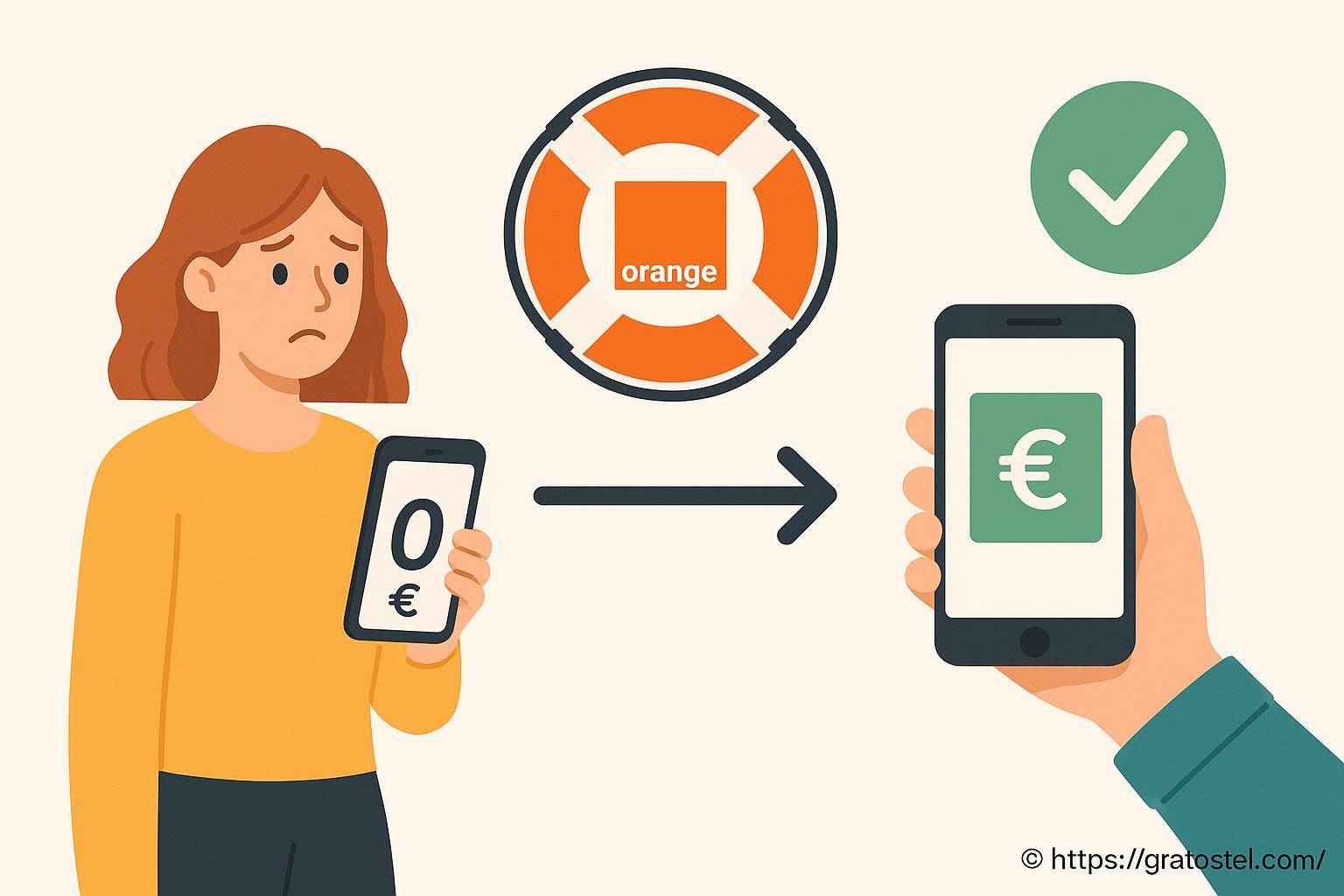 illustration assistance financière mobile orange