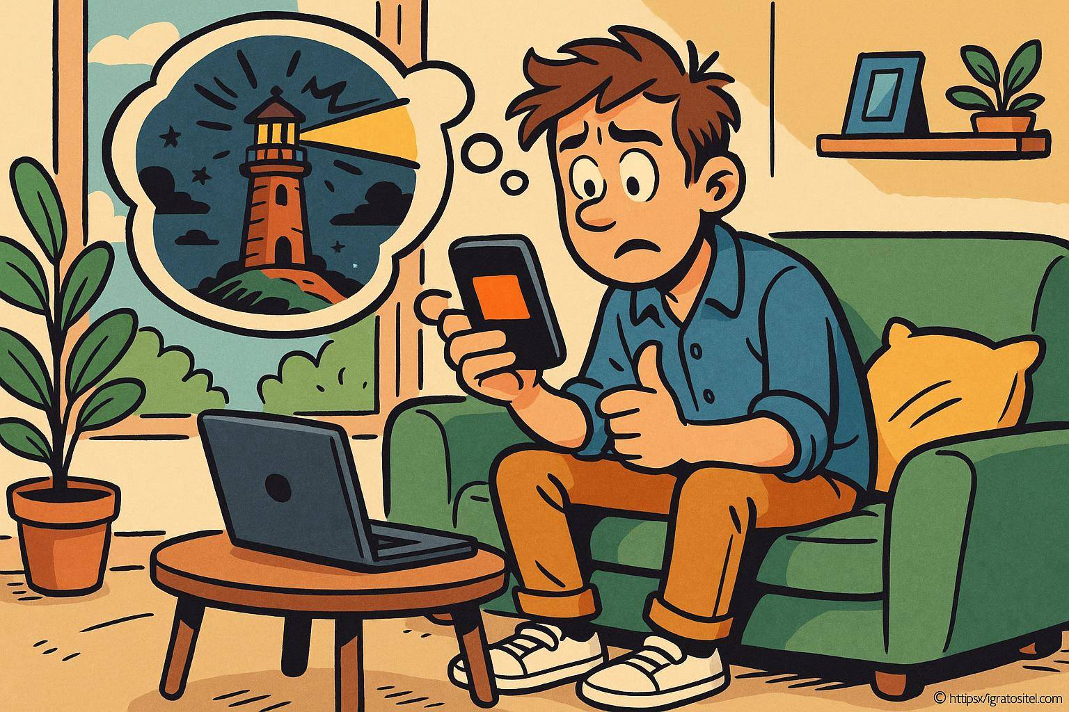 Homme inquiet regardant son téléphone à la maison