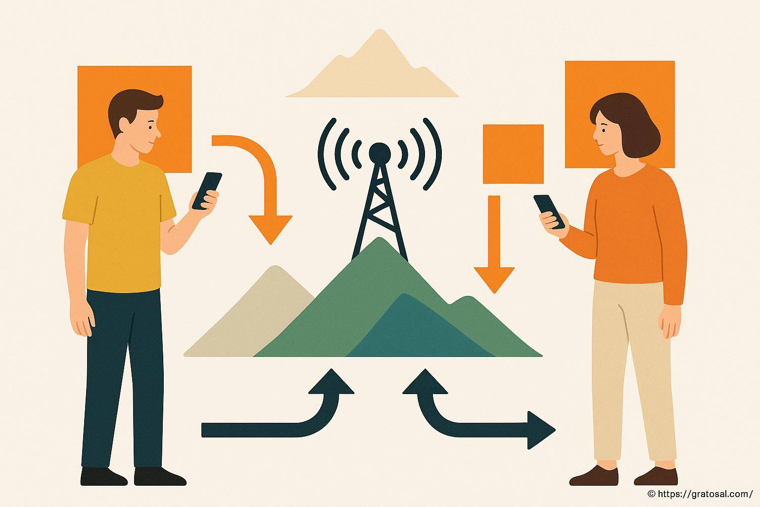 Illustration communication sans fil entre utilisateurs