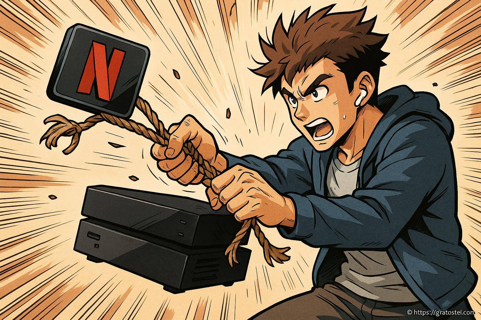 Jeune homme anime lutte contre Netflix