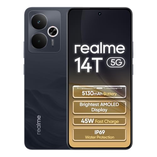 realme 14T Smartphone 5G 8+256Go,Obsidian Black, 6,67 Pouces