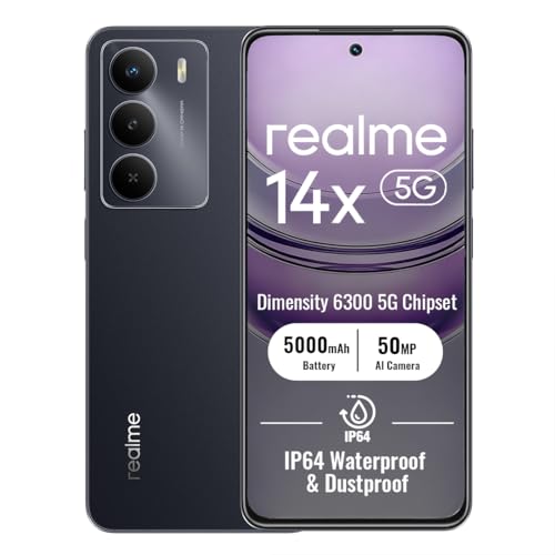 realme 14x Smartphone 5G 8+256GB, Black, 6.67 Pouces décran,