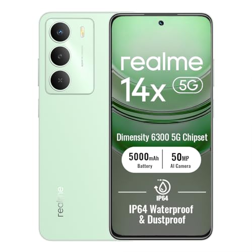 realme 14x Smartphone 5G 6+128GB, Green, 6.67 Pouces décran,