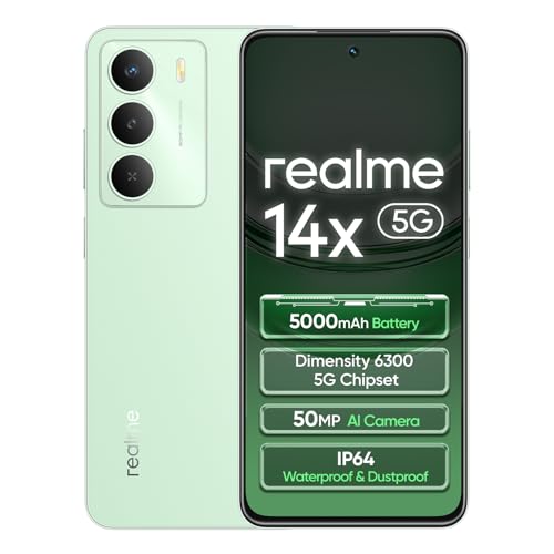 realme 14x Smartphone 5G 6+128GB, Green, 6.67 Pouces décran,