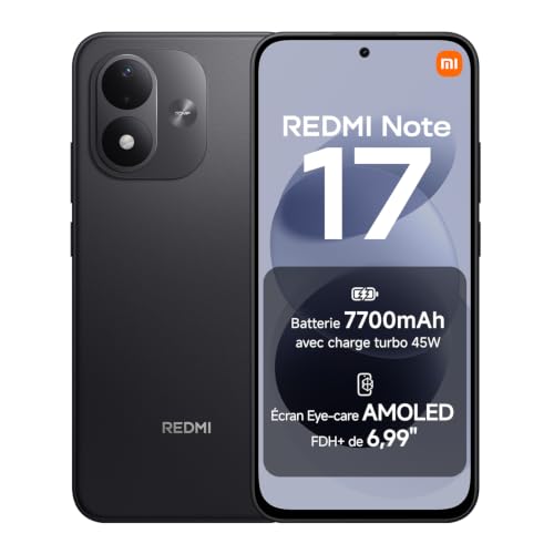 Xiaomi REDMI Note 17, Smartphone 6+256 Go, Noir, Batterie 77
