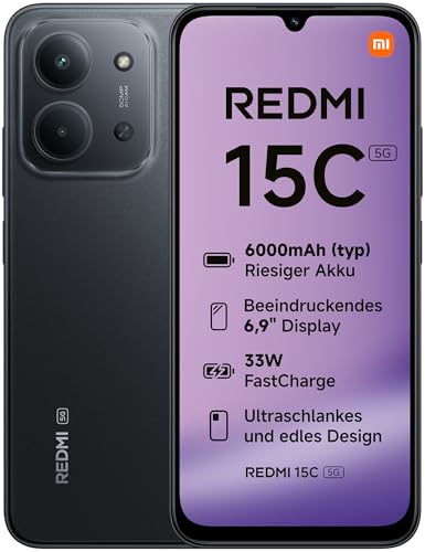 Xiaomi Redmi 15c 4+128GB 6.9 5G Midnight Black DS ITA