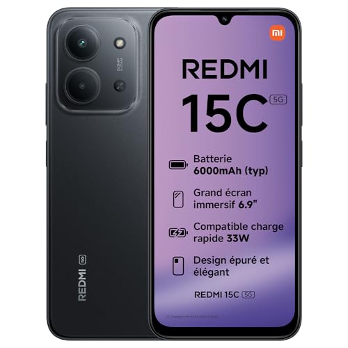 Xiaomi REDMI 15C 5G, Smartphone 4+256 Go, Écran 6,9 120 Hz, 