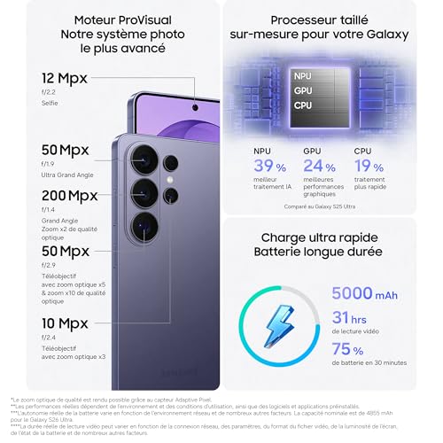 Samsung Galaxy S26 Ultra, Smartphone Android 5G avec Galaxy 